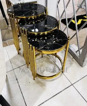 3 in 1 a Radiant Gold-Finish Glass Nesting Tables