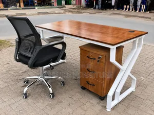 Modern Executive Office Desk Set With Ergonomic Mesh Chair Mobile