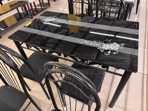 4-Seater Glass Dining Table White and Black Colors Available