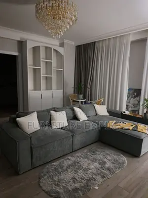 6 Seater L-Shaped Sofa Dark Grey Color