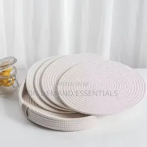 5 PCS Set Round Cotton Rope Woven Non Slip Heat Resistant Table Mat