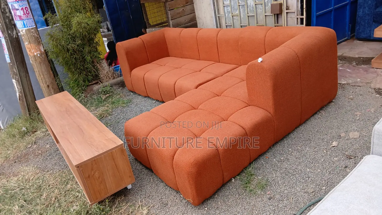 6 Seater L-Shaped Sofa Orange Bubble Design