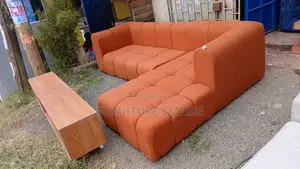 6 Seater L-Shaped Sofa Orange Bubble Design