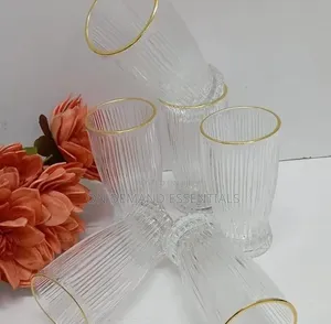 6pcs Borosilicate Juice/ Water Glasses With a Gold Rim