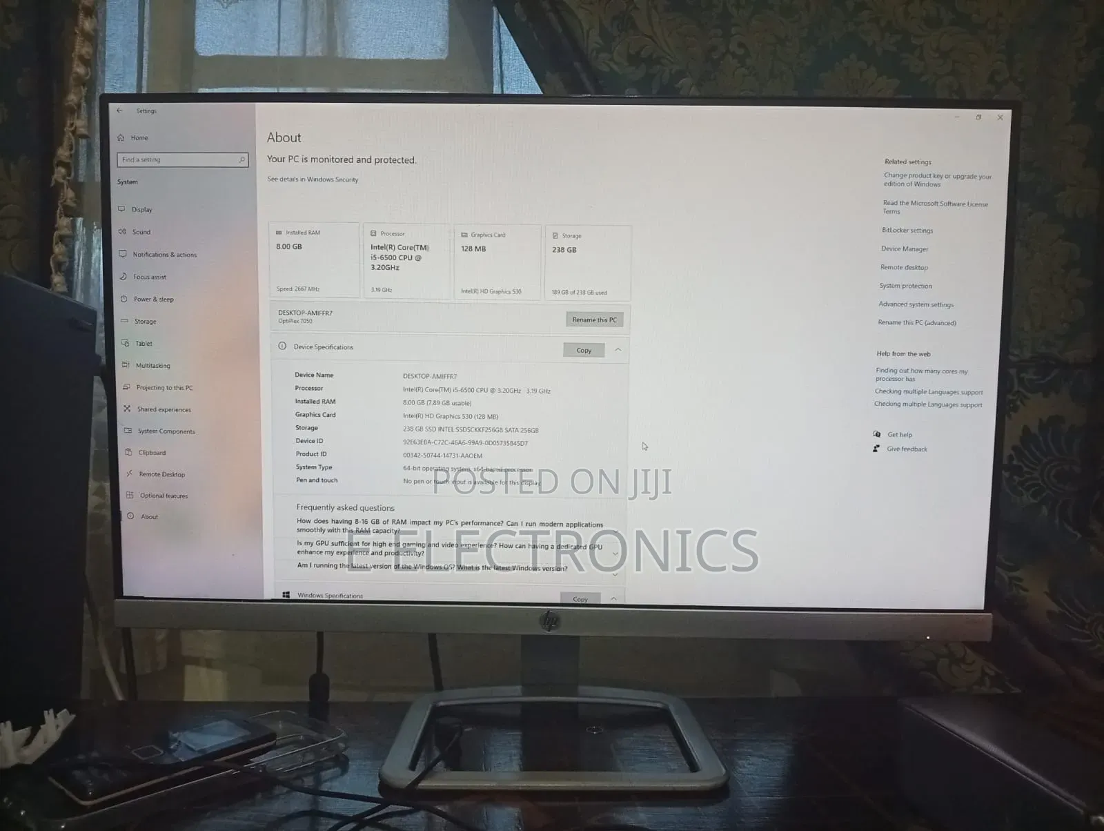 Desktop Computer Dell OptiPlex 7050 8GB Intel Core i5 SSD 256GB