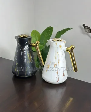Luxury Marble White Vacuum Flask With Gold Handle – 1.0L
