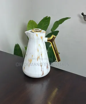 Luxury Marble White Vacuum Flask With Gold Handle – 1.0L