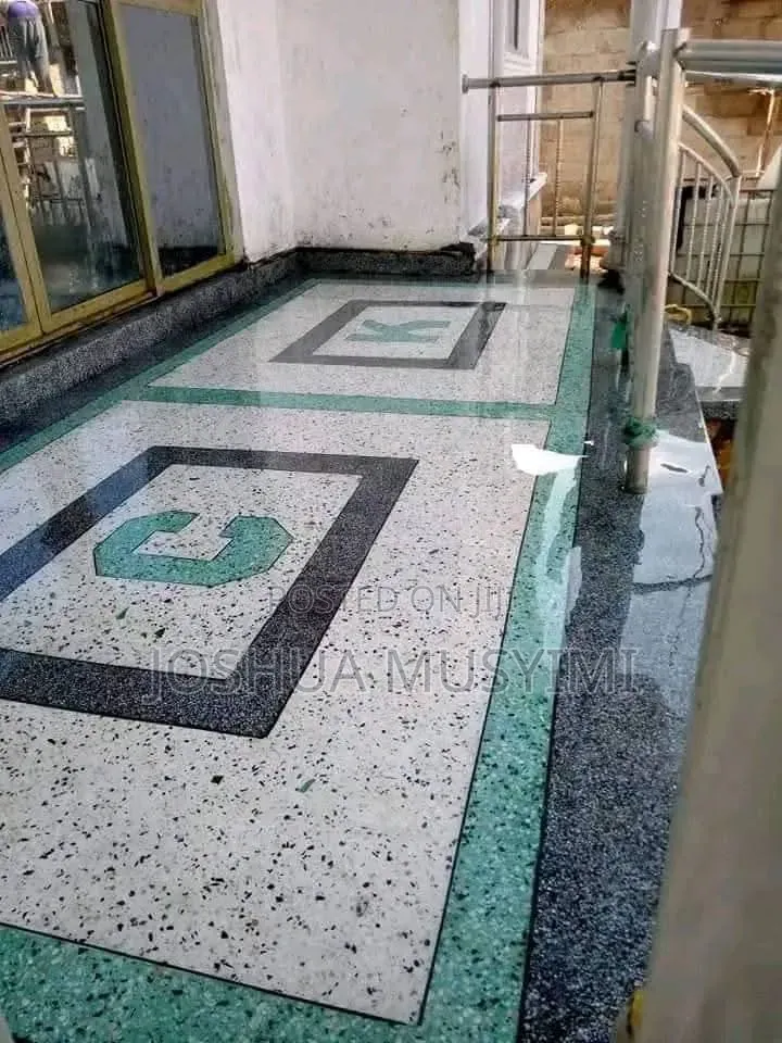 Tarazo Material Fitting and Clean Tiles
