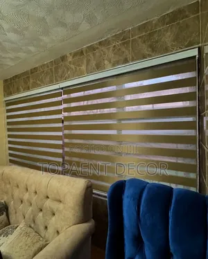 Wide Window Brown Zebra Blinds