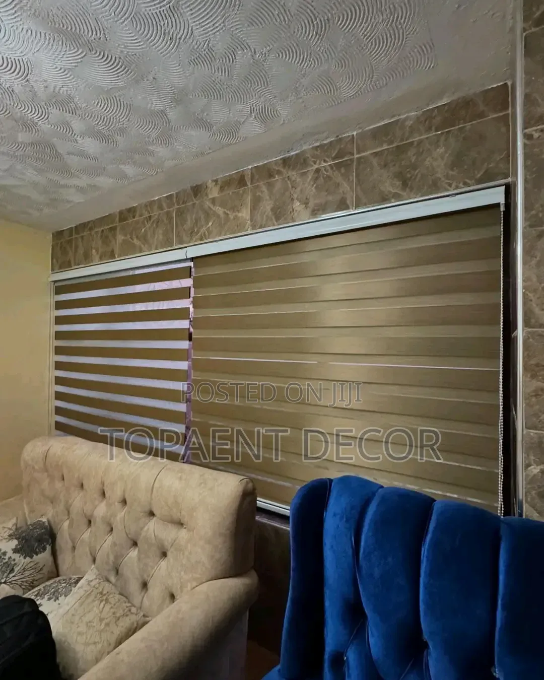 Wide Window Brown Zebra Blinds