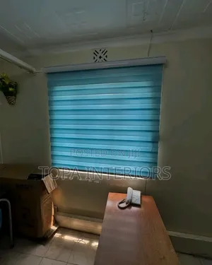 Blue Curtain Roller Blinds for Office Privacy
