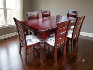Classic Walnut Finish Six-Seater Dining Set