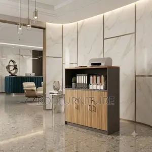 Office Cabinet; Two Lockable Doors Wooden Credenza
