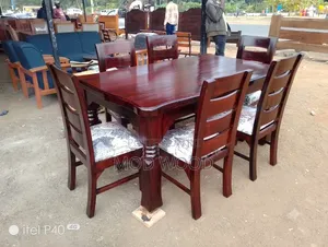 Classic Walnut Finish Six-Seater Dining Set