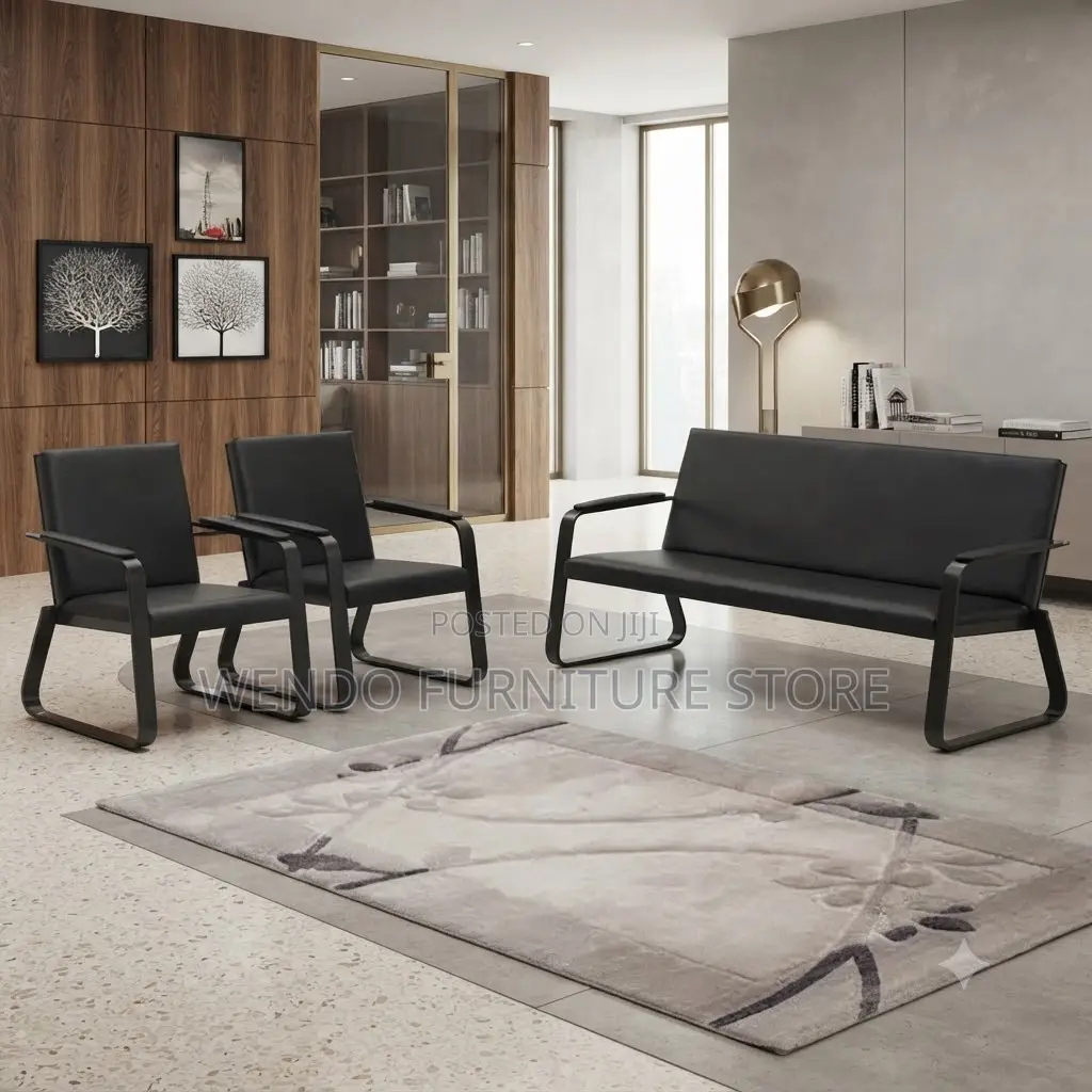 Office Chairs; Five Seaters Reception Leather Bench Set