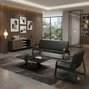 Office Chairs; Five Seaters Reception Leather Bench Set