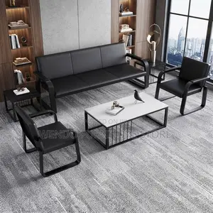 Office Chairs; Five Seaters Reception Leather Bench Set