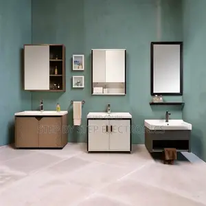 Wall Mounted Bathroom Vanity Cabinet With Ceramic Basin Mirror