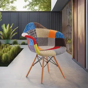 Dining Chair; Patchwork Eames Padded Waiting Chair