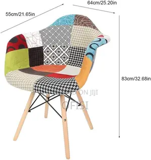 Dining Chair; Patchwork Eames Padded Waiting Chair