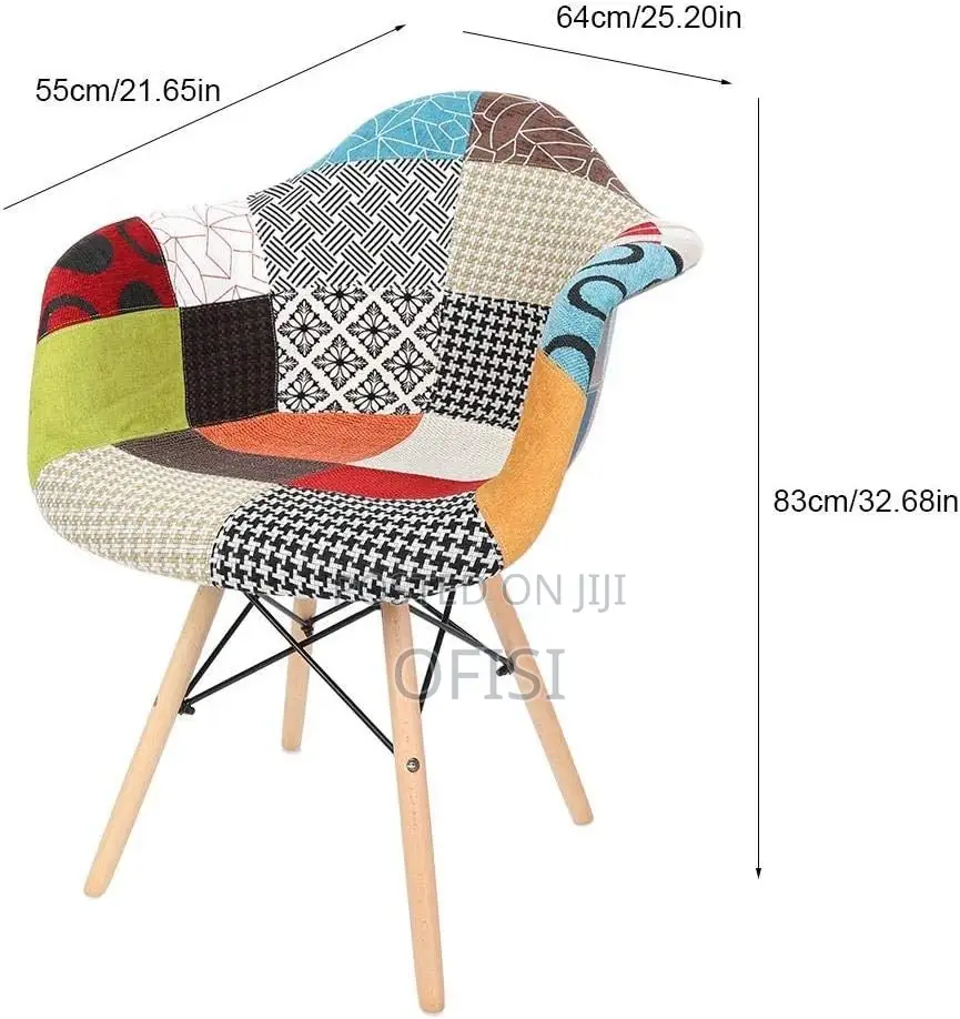 Dining Chair; Patchwork Eames Padded Waiting Chair