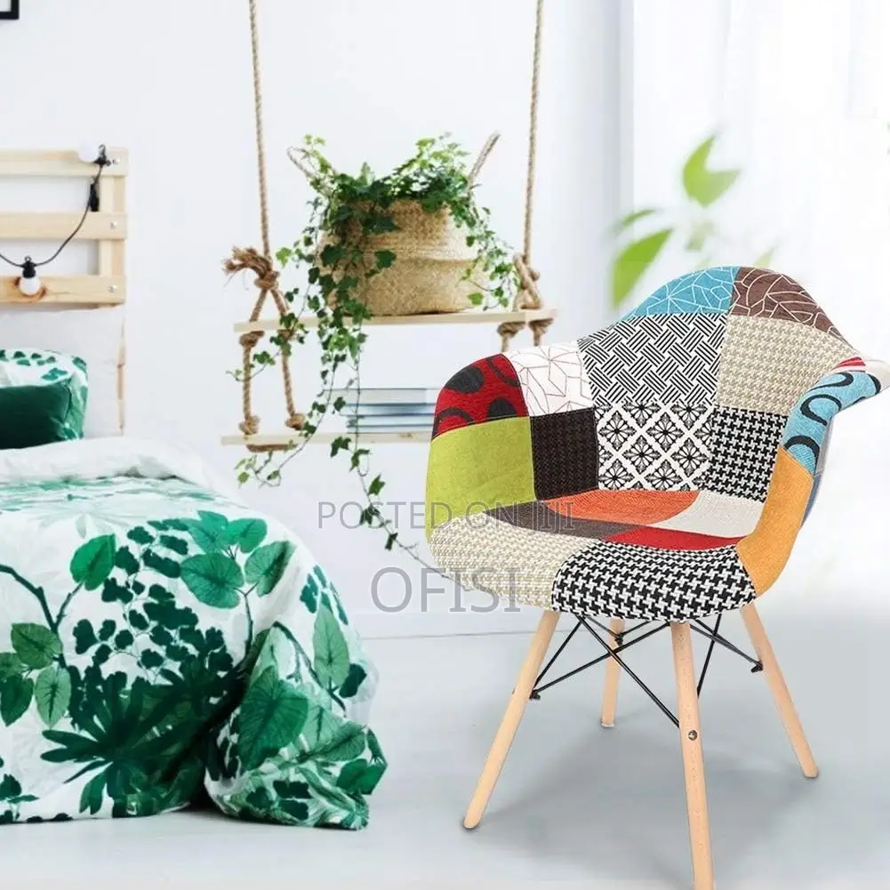 Dining Chair; Patchwork Eames Padded Waiting Chair