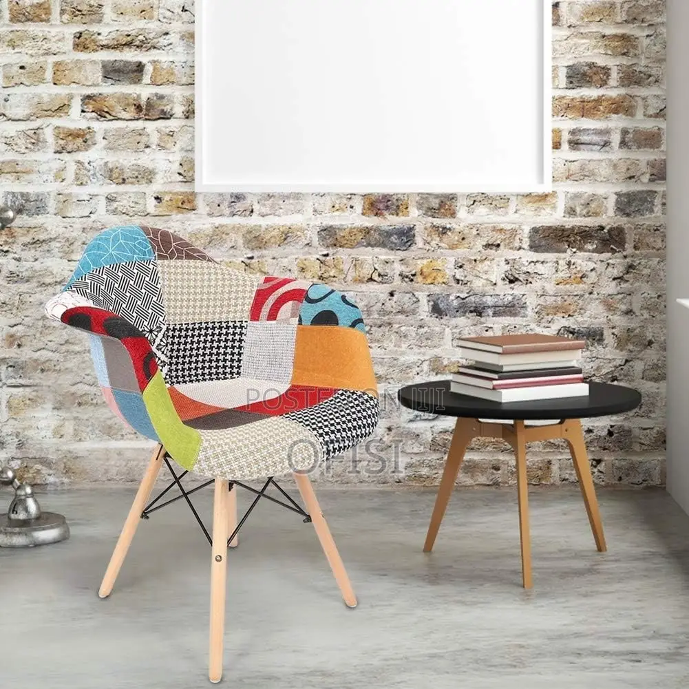 Dining Chair; Patchwork Eames Padded Waiting Chair