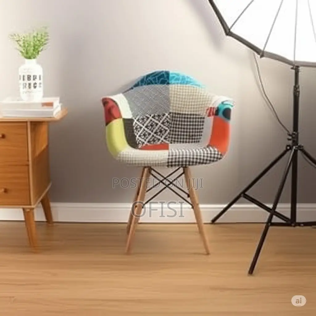 Dining Chair; Patchwork Eames Padded Waiting Chair