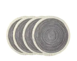 3 PCs Woven Round Braided Placemats