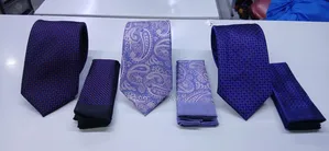 Blue Polkadot Tie With Pocket Square