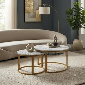 Coffee Table; Two Set Marble Coffee Table