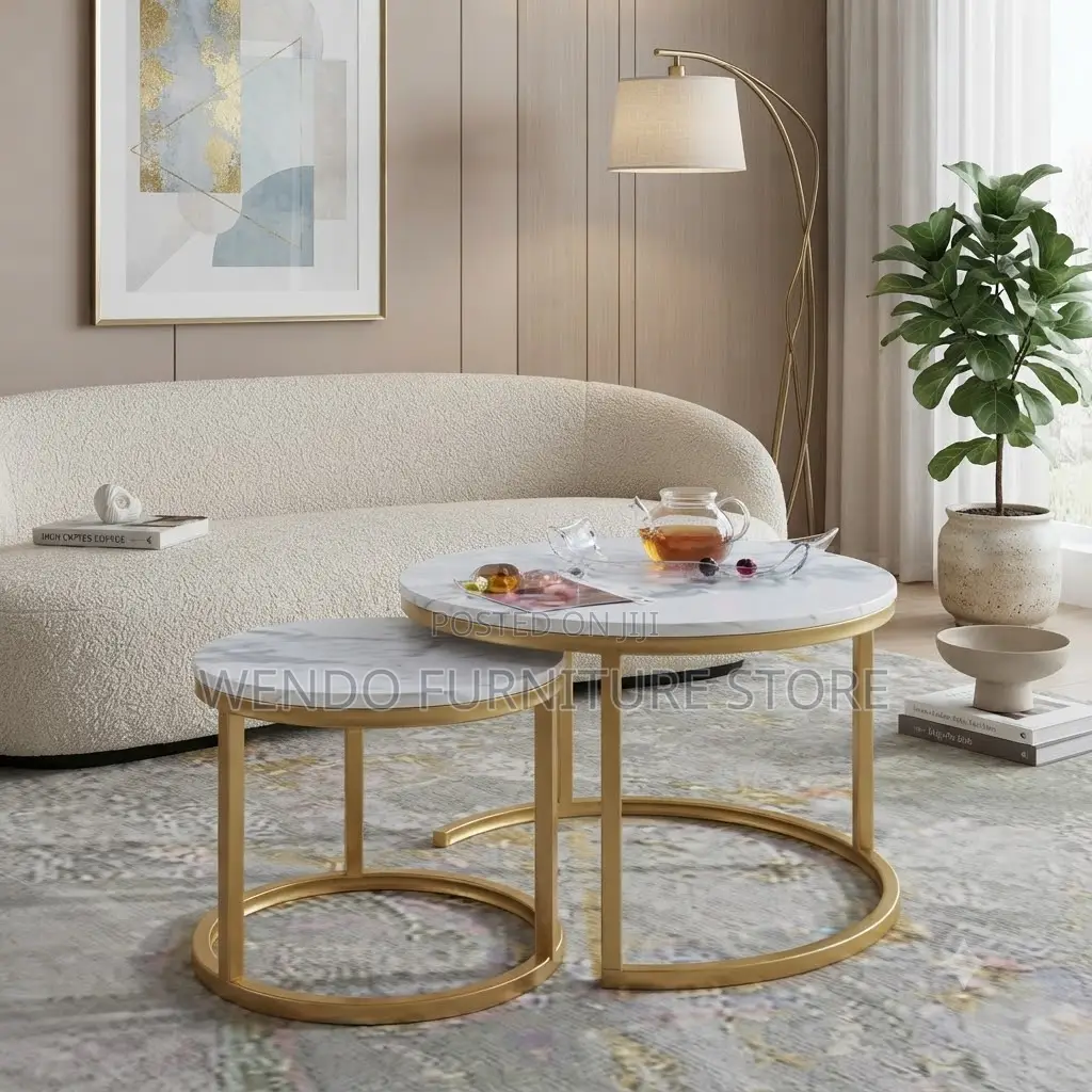 Coffee Table; Two Set Marble Coffee Table
