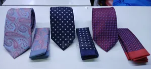 Brown Polkadot Tie With Pocket Square