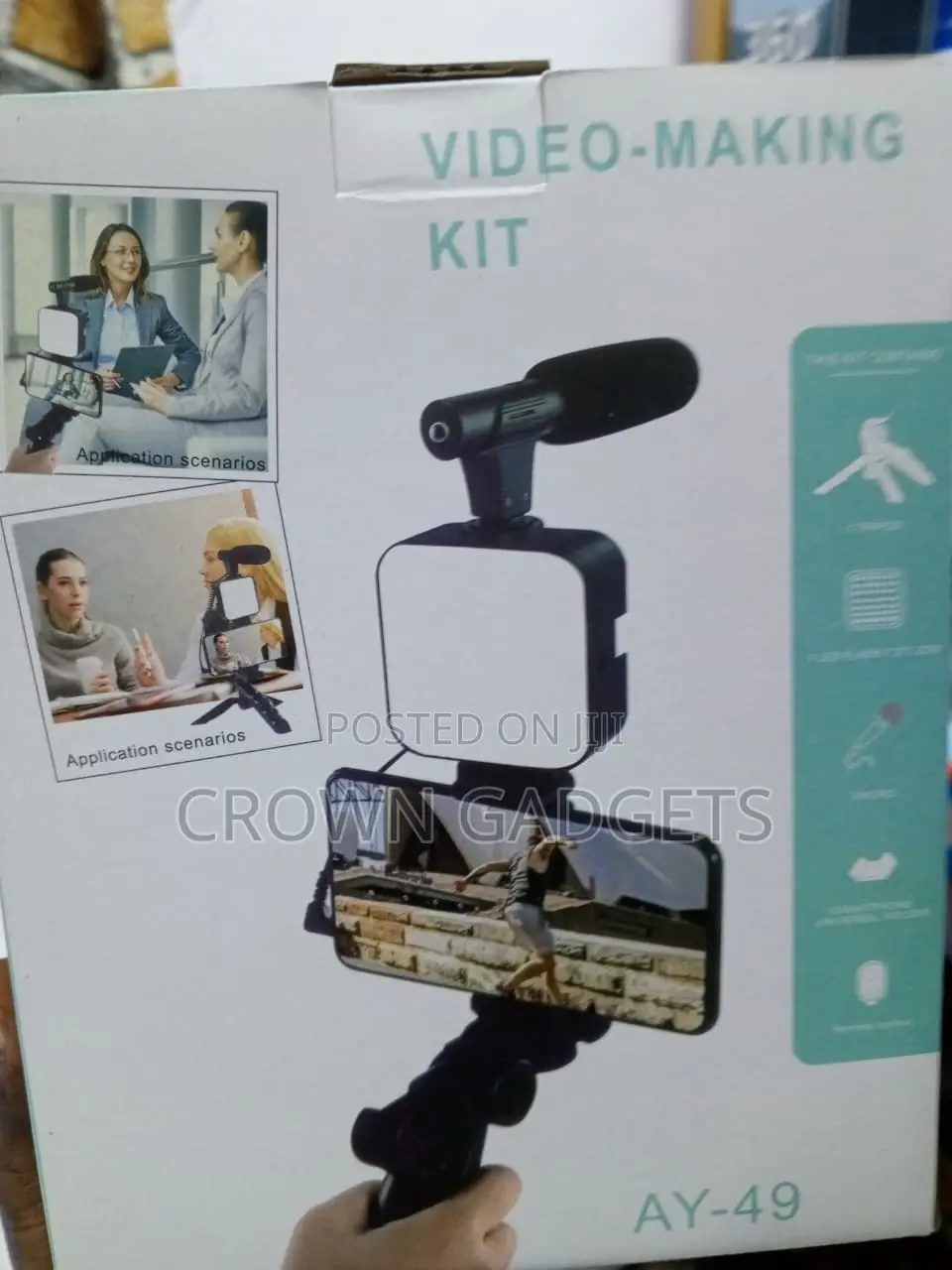 AY-49 Vlogging Kit With Tripod, Mic LED Light