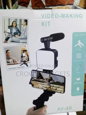 AY-49 Vlogging Kit With Tripod, Mic LED Light