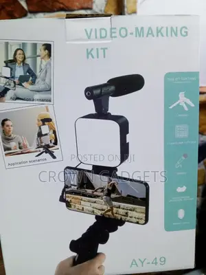 AY-49 Vlogging Kit With Tripod, Mic LED Light