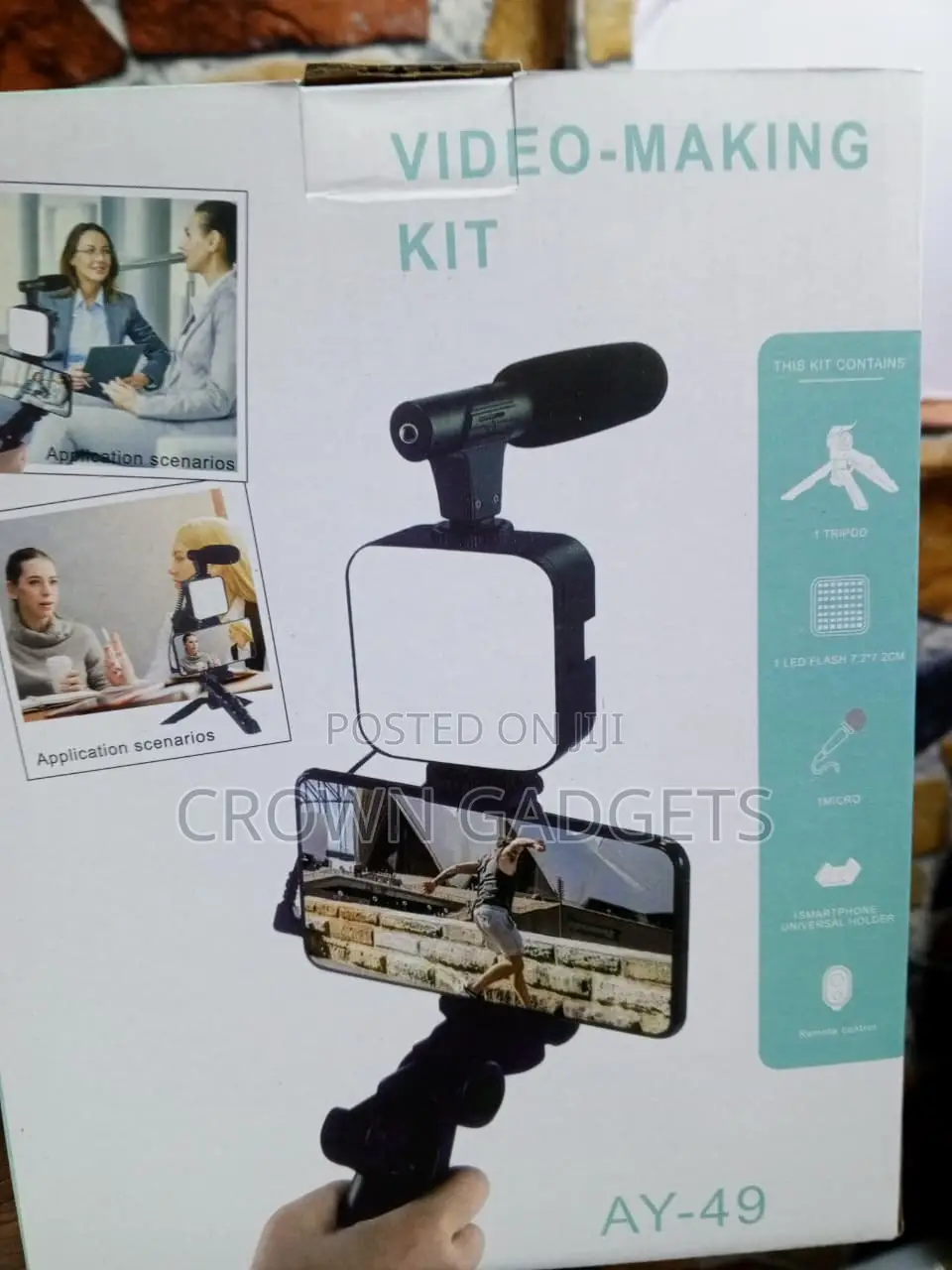 AY-49 Vlogging Kit With Tripod, Mic LED Light