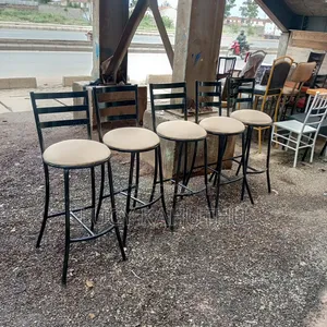 Cream Restaurant Flat Chairs With Black Durable Frame