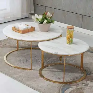 Coffee Table; Contemporary Gold Frame Coffee Table Set