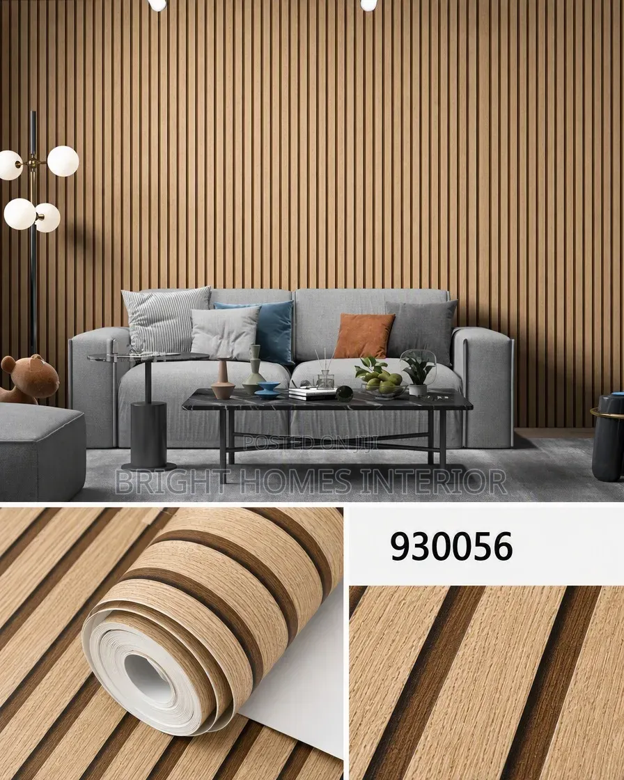Brown Flutted Wallpaper Available