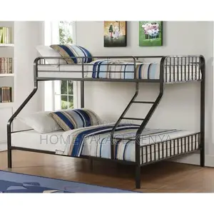 Kids Bed; Modern Metal Bunk Bed With Wide Bottom