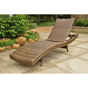 Outdoor Sun Bed; Modern Rattan Sun Lounger With Adjustable Backrest