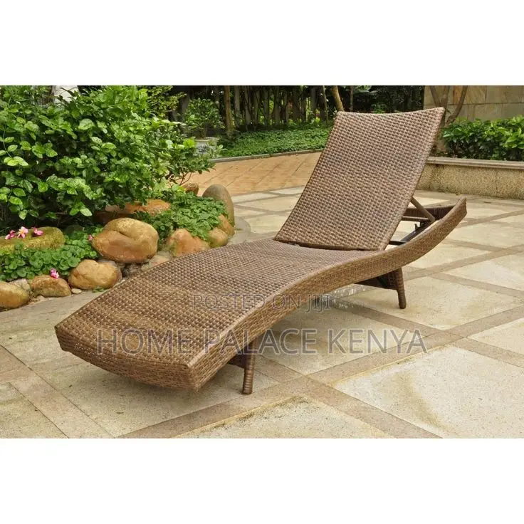 Outdoor Sun Bed; Modern Rattan Sun Lounger With Adjustable Backrest