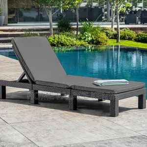 Outdoor Sun Bed; Modern Rattan Sun Lounger With Adjustable Backrest