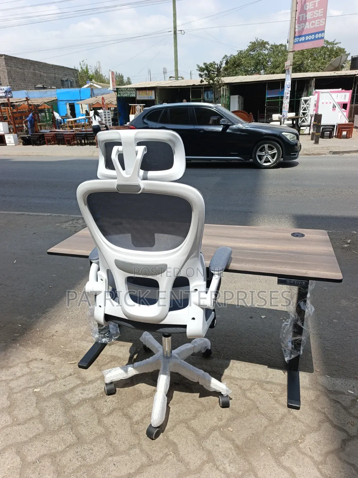 Adjustable Height Table Plus Ergonomic Office High Back Chair