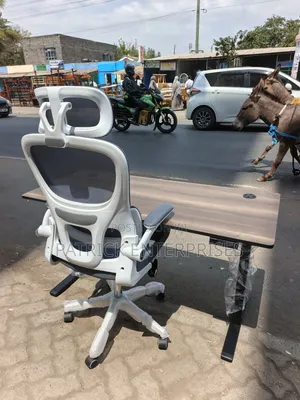 Adjustable Height Table Plus Ergonomic Office High Back Chair