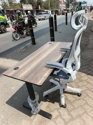 Adjustable Height Table Plus Ergonomic Office High Back Chair