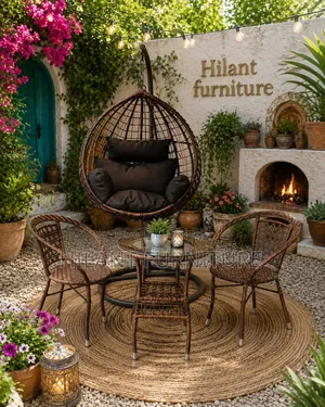 3-Piece Outdoor Bistro Set With Hanging Egg Chair
