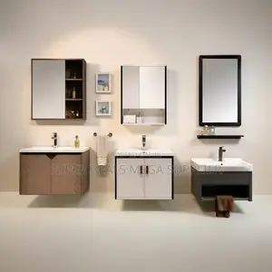 Space Saving Bathroom Vanity Cabinet With Floating Mirror Shelf