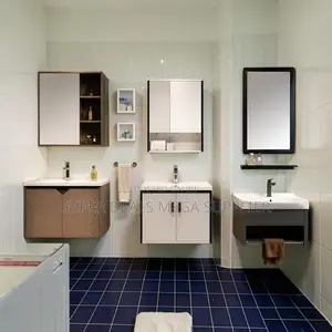 Contemporary Bathroom Vanity Cabinet With Mirror and Basin Set